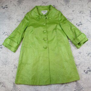 VNTG Helene Berman London coated linen spring coat lime green womoens XS